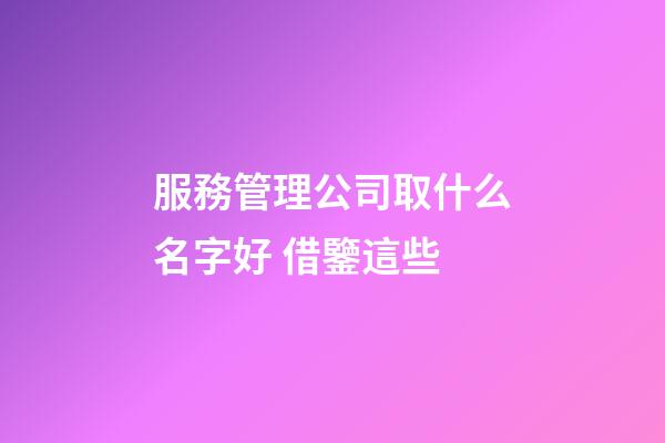服務管理公司取什么名字好 借鑒這些-第1張-公司起名-玄機派